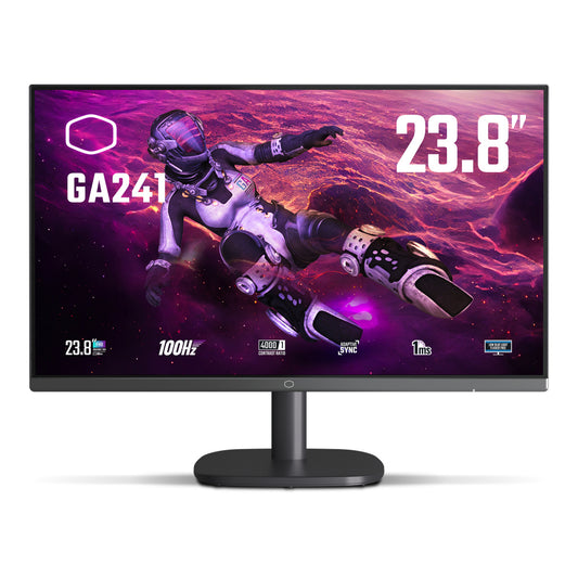Monitor Led Cooler Master 23.8" (Cmi-Ga241-Us)1920*1080Fhd,Plano,100Hz,Va,1Ms,Vga,Hdmi,Ent 3.5Mm,Neg