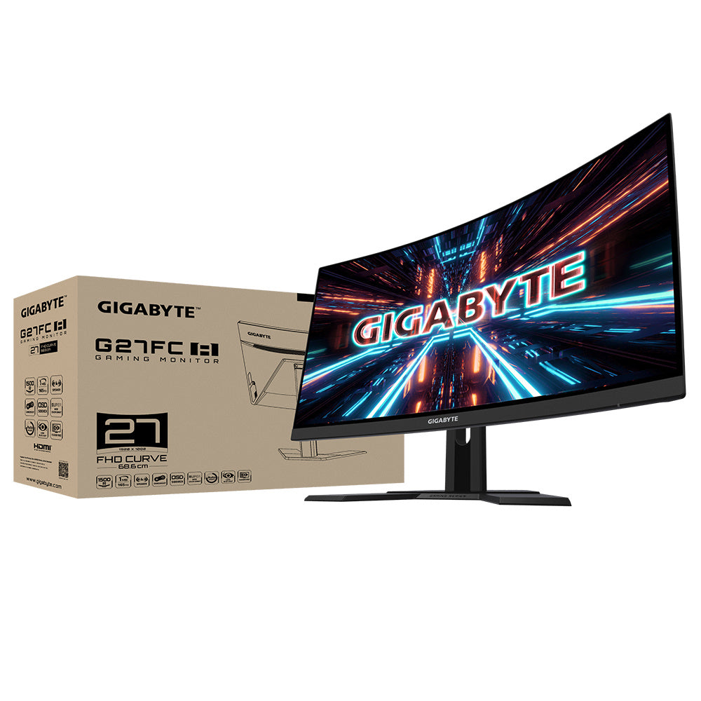 Monitor Led Gigabyte 27" (G27Fc A) Gaming, 1920X1080 Fhd,Curvo,165Hz, 2*Hdmi 1.4,Dp, 1Ms,Freesync