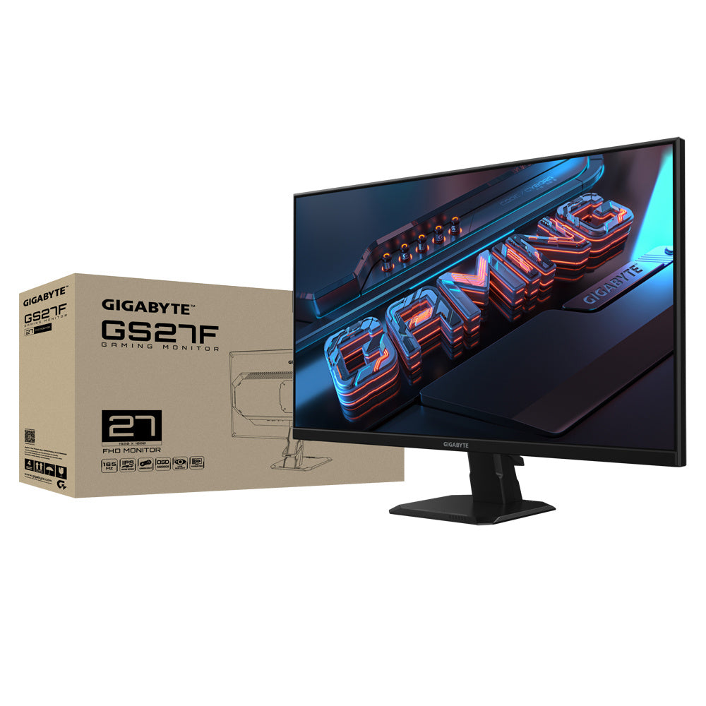 Monitor Led Gigabyte 27" (Gs27F) Gaming, 1920X1080 Fhd,Plano, 165Hz, 2*Hdmi 2.0, Dp, 1Ms, Freesync