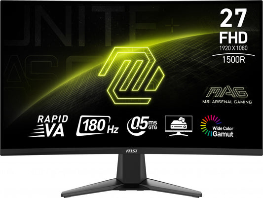 Monitor Led Msi 27 (Mag 27C6F) 1920X1080 Full Hd Curvo 180 Hz 1Ms 2*Hdmi 1*Dp