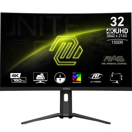 Monitor Led Msi 32 (Mag 321Cup) 3840X2160 Curvo 160 Hz 1Ms 2*Hdmi 1*Dp 1* Usb Tipo C