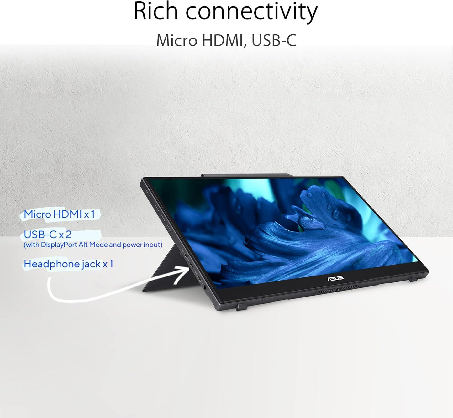 Monitor Portatil Asus 14" (Mb14Ahd) Touch 10Puntos,1920X1080,Stylus Pen,Usb-C,Socket Tripie