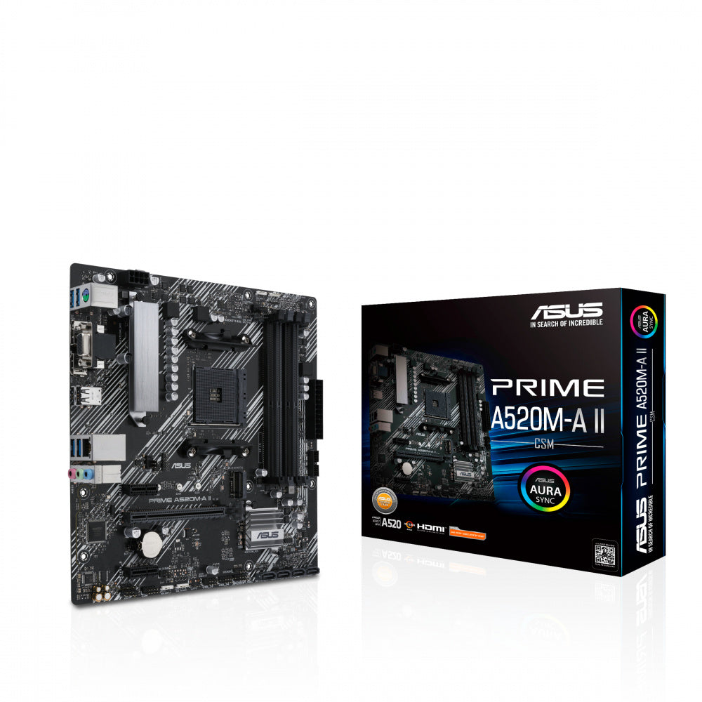 Motherboard Asus (Prime A520M-A Ii/Csm) Socket Am4,4*Ddr4,Hdmi,Dp,Vga,Pcie-3.0,M.2,Micro Atx