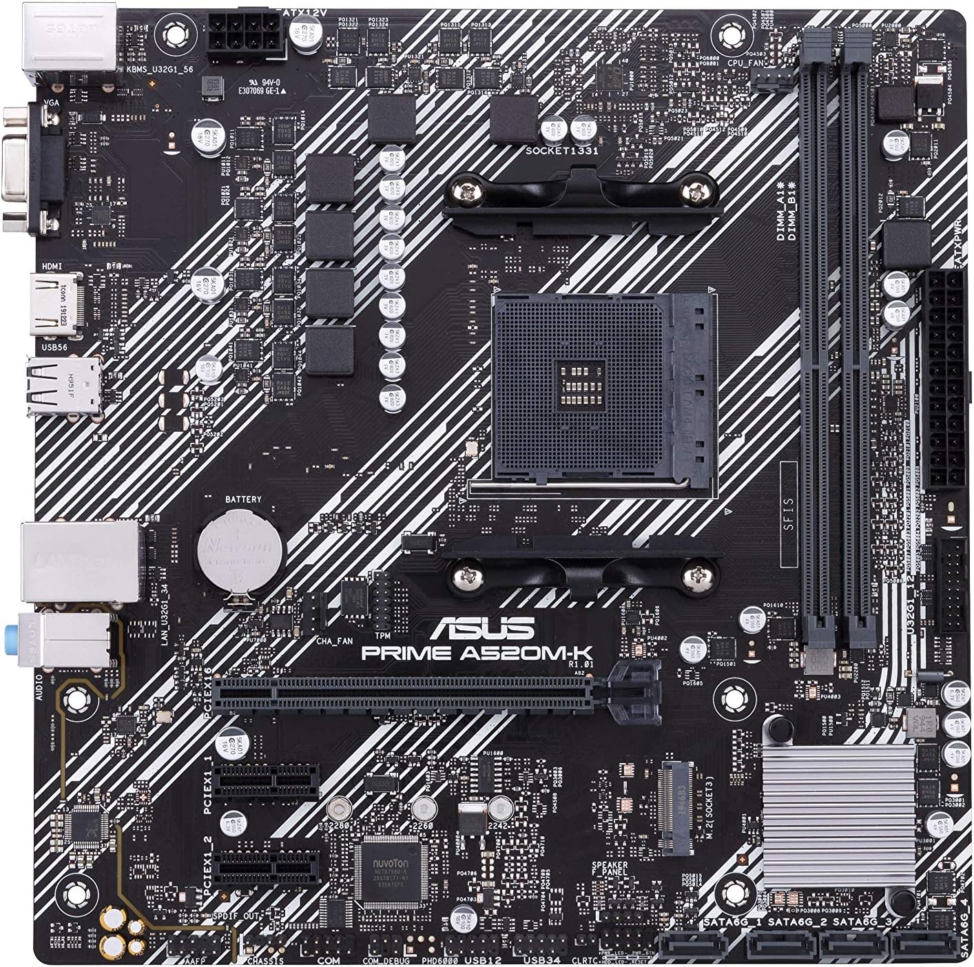 Motherboard Asus (Prime A520M-K)Socket Am4,2*Ddr4,Hdmi2.1,Vga,Pcie-3.0,Micro Atx