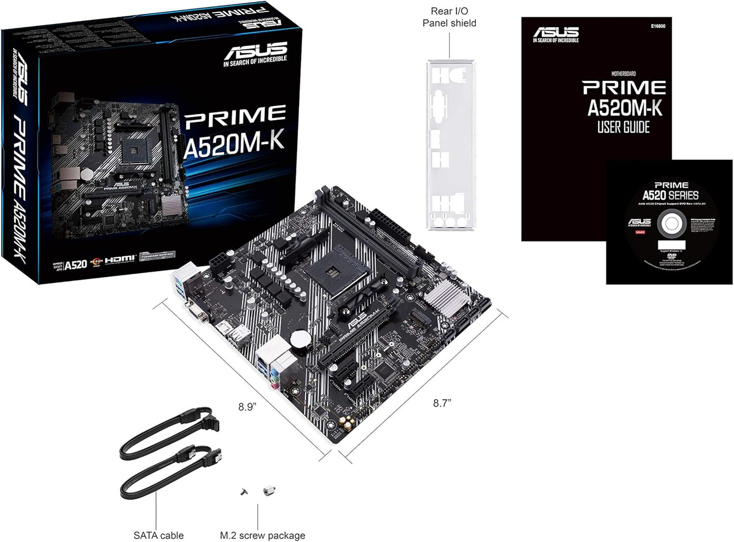 Motherboard Asus (Prime A520M-K)Socket Am4,2*Ddr4,Hdmi2.1,Vga,Pcie-3.0,Micro Atx