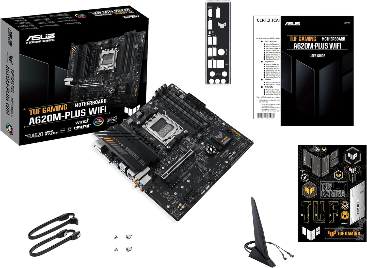 Motherboard Asus (Tuf Gaming A620M-Plus Wifi) Socket Am5,4*Ddr5,Hdmi,2*Dp,Pcie-4.0,Wifi,Micro Atx