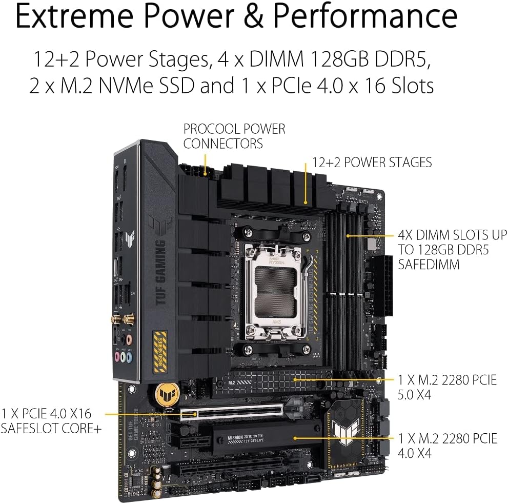 Motherboard Asus (Tuf Gaming B650M-Plus Wifi) Socket Am54*Ddr5Hdmidppcie-4.0Wifi6Micro Atx