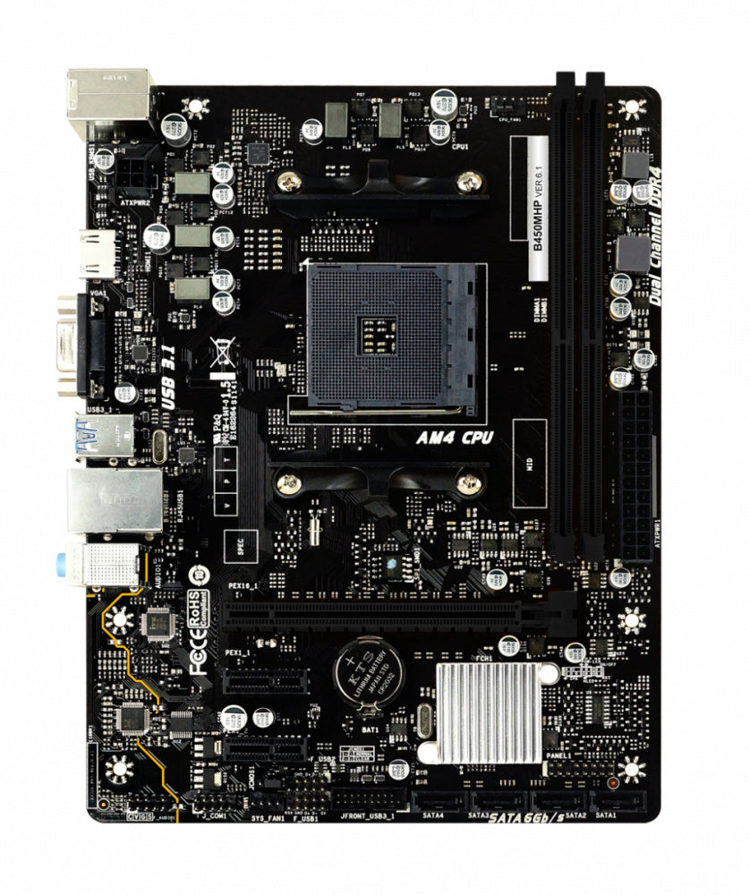 Motherboard Biostar (B450Mhp) Socket Am4 Ddr4 32Gb 1866/2133/2400/2666 8X Usb 3.2 (Gen1) Micro At