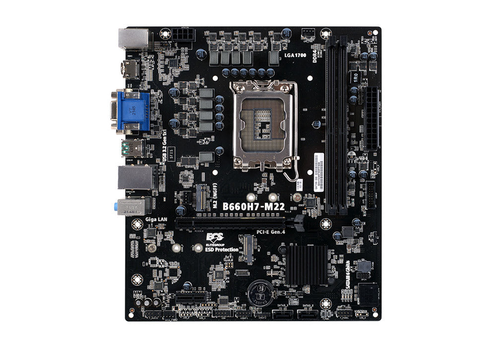 Motherboard Ecs (B660H7-M22) Socket 1700,2*Ddr4 3600,Vga,Hdmi,Dvi-D,Micro Atx