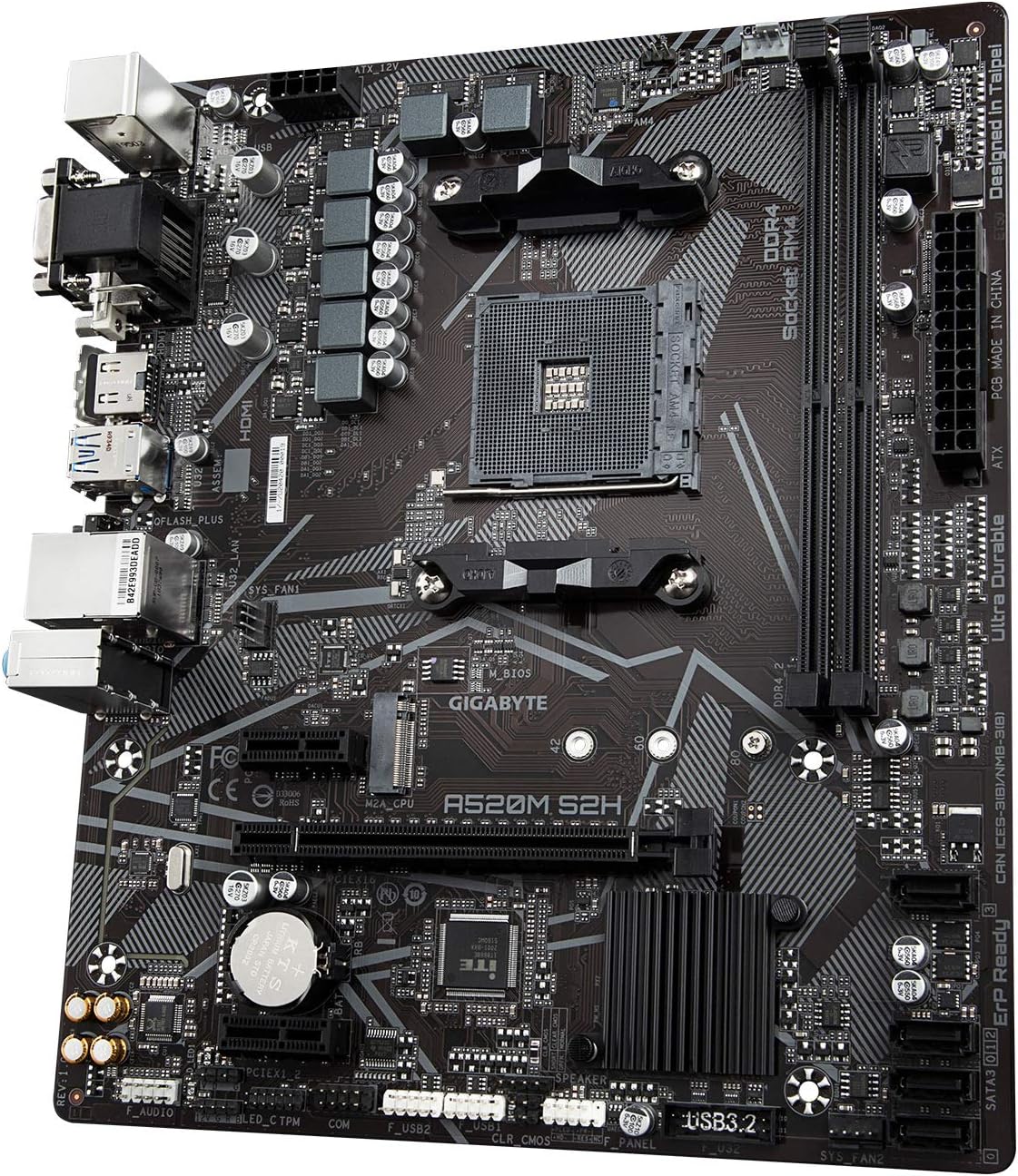 Motherboard Gigabyte (A520M S2H) Socket Am4 2*Ddr4M.2Dvi-Dhdmipcie 4.0Ps2Micro Atx