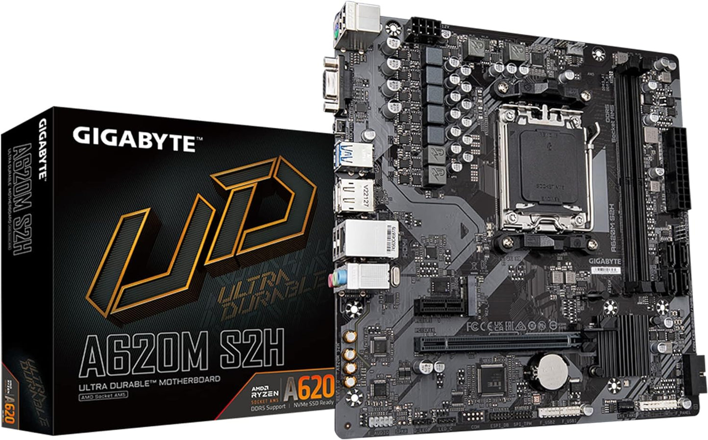 Motherboard Gigabyte (A620M S2H) Socket Am5, 2*Ddr5,Hdmi,Dp,Pcie-4.0,M.2,Micro Atx
