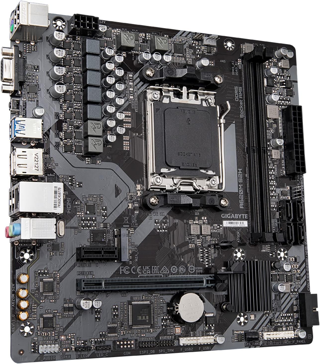 Motherboard Gigabyte (A620M S2H) Socket Am5, 2*Ddr5,Hdmi,Dp,Pcie-4.0,M.2,Micro Atx