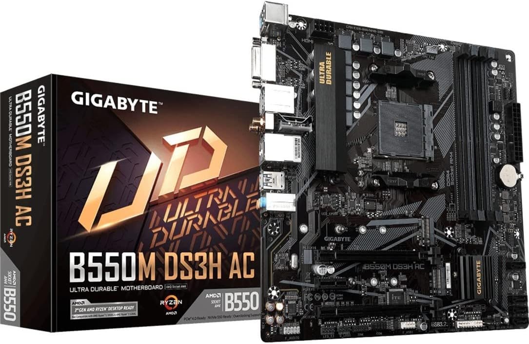 Motherboard Gigabyte (B550M Ds3H Ac Rev. 1.4) Sockket Am4 4*Ddr4 Hdmi Micro Atx Rgb Fusion