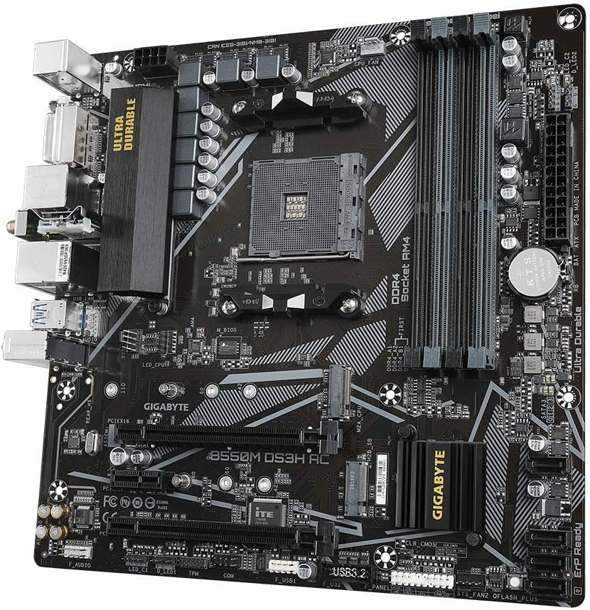 Motherboard Gigabyte (B550M Ds3H Ac Rev. 1.4) Sockket Am4 4*Ddr4 Hdmi Micro Atx Rgb Fusion