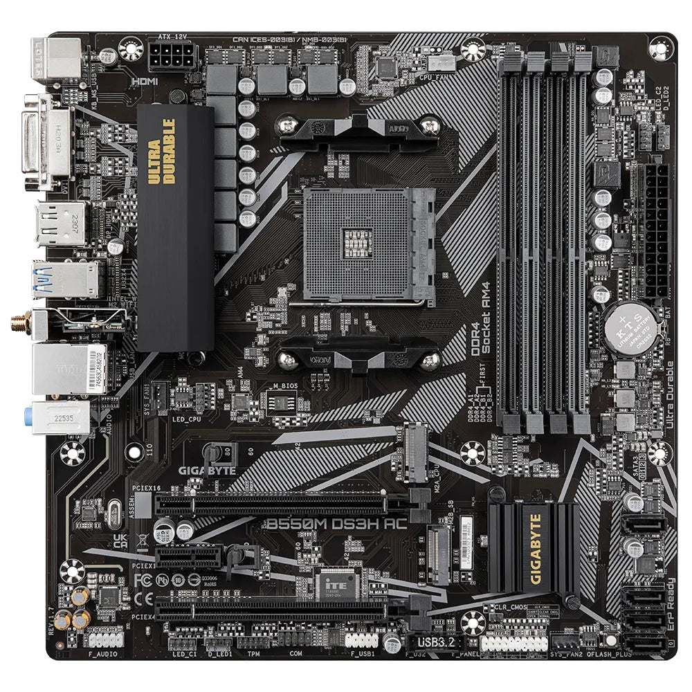 Motherboard Gigabyte (B550M Ds3H Ac Rev. 1.7) Socket Am4 4* Ddr4 Hdmi Micro Atx Rgb Fusion