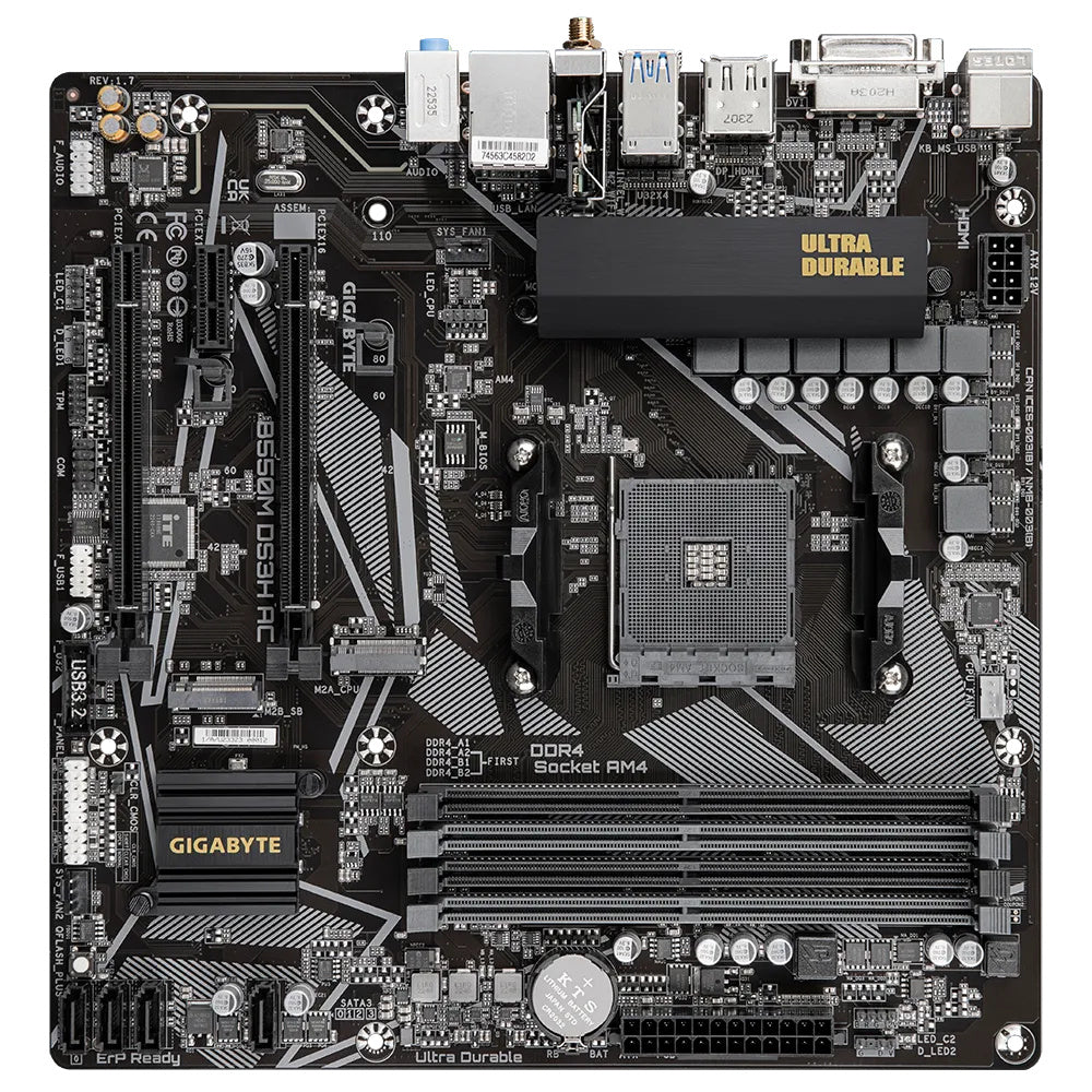 Motherboard Gigabyte (B550M Ds3H Ac Rev. 1.7) Socket Am4 4* Ddr4 Hdmi Micro Atx Rgb Fusion