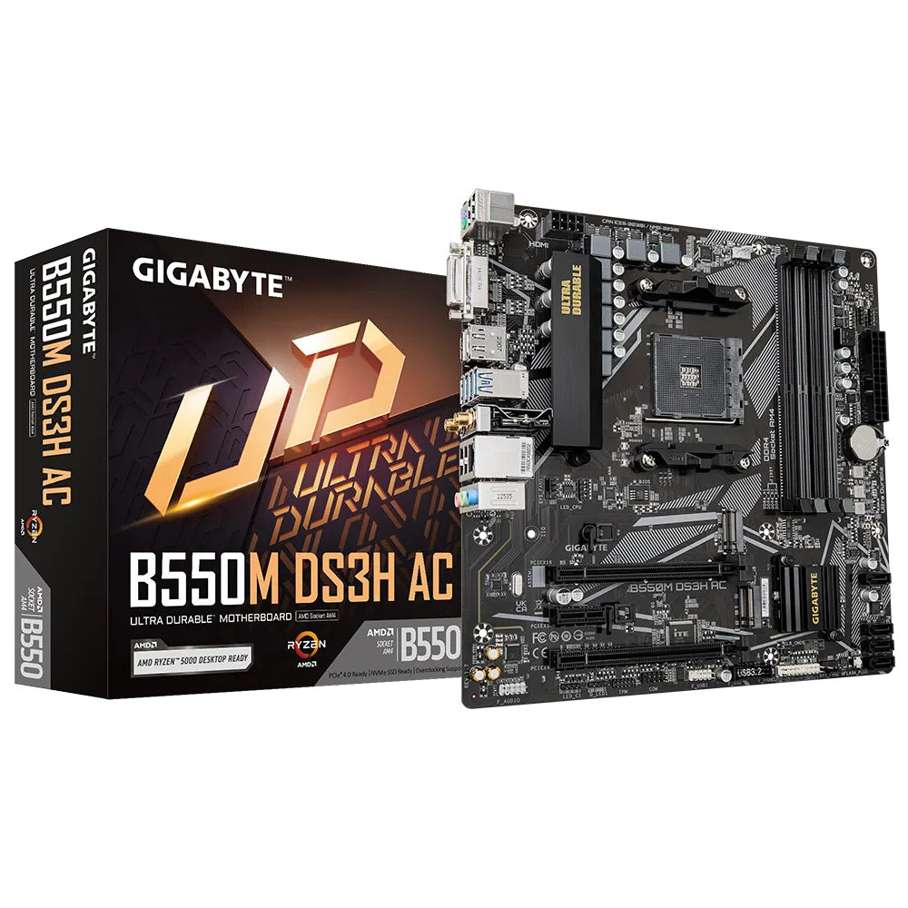 Motherboard Gigabyte (B550M Ds3H Ac Rev. 1.7) Socket Am4 4* Ddr4 Hdmi Micro Atx Rgb Fusion