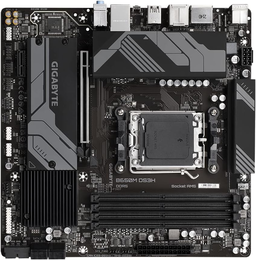 Motherboard Gigabyte (B650M Ds3H) Socket Am5, 4*Ddr5 6400Mhz, Hdmi, 2*Dp, Micro Atx