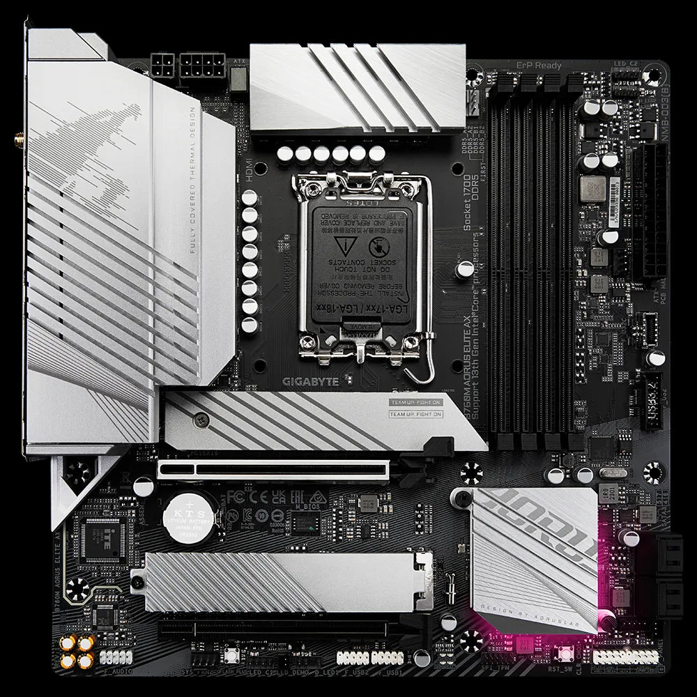 Motherboard Gigabyte (B760M Aorus Elite Ax) Socket 1700, 4*Ddr5 7600Mhz, Hdmi, Dp, Micro Atx