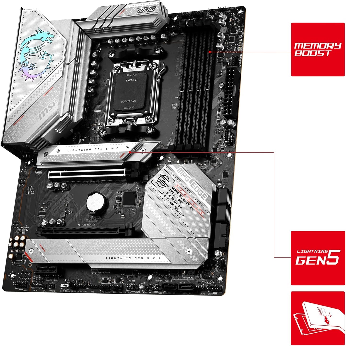 Motherboard Msi (Mpg B650 Edge Wifi) Socket Am5 4*Ddr5 7800 1*Hdmi 1*Dp 3*M.2 Atx