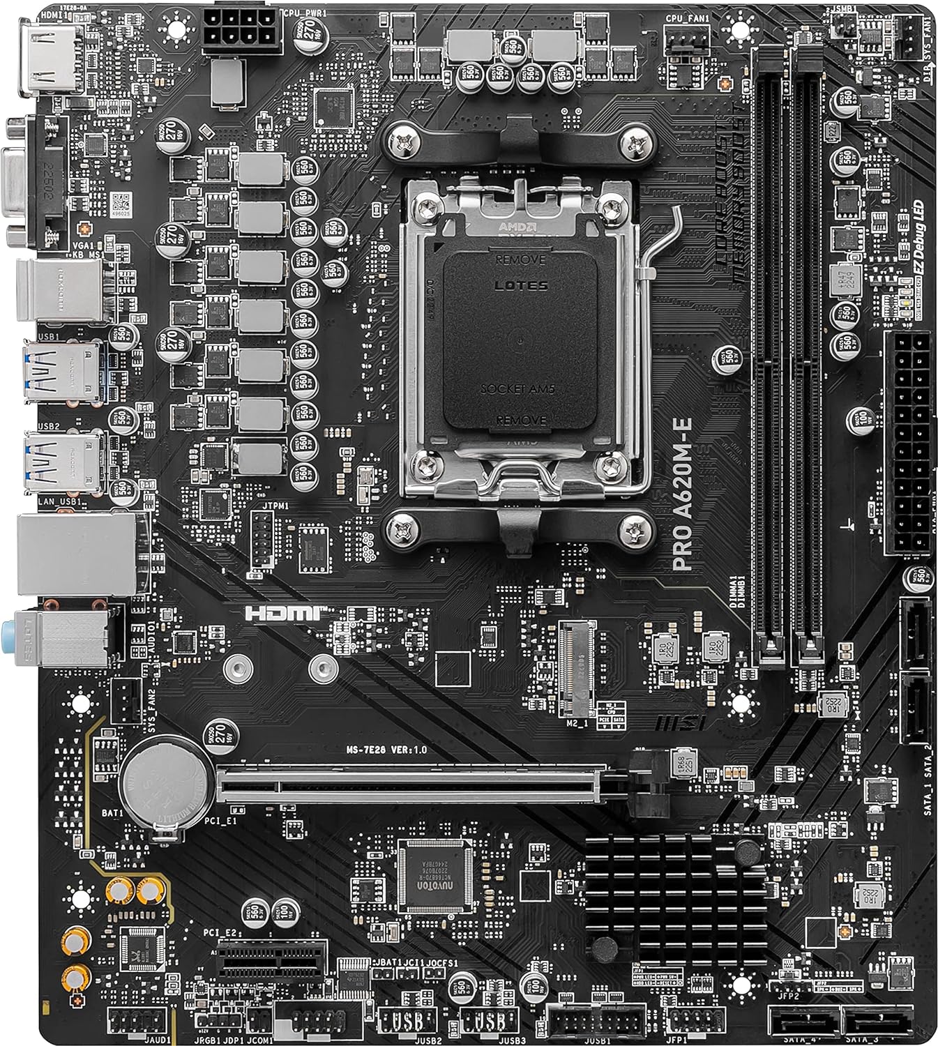 Motherboard Msi (Pro A620M-E) Socket Am5, 2*Ddr5 6000 Mhz, Hdmi,Vga, Micro Atx