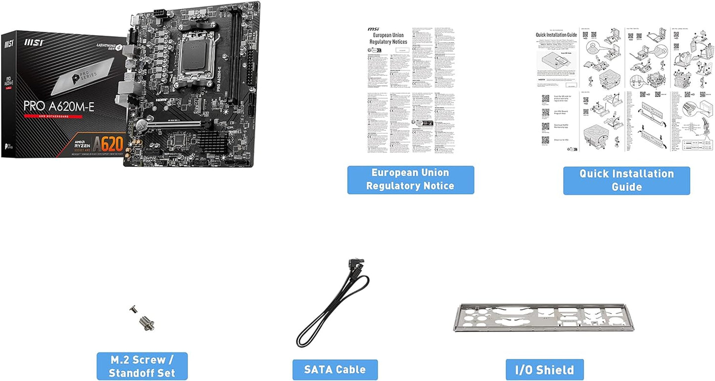 Motherboard Msi (Pro A620M-E) Socket Am5, 2*Ddr5 6000 Mhz, Hdmi,Vga, Micro Atx
