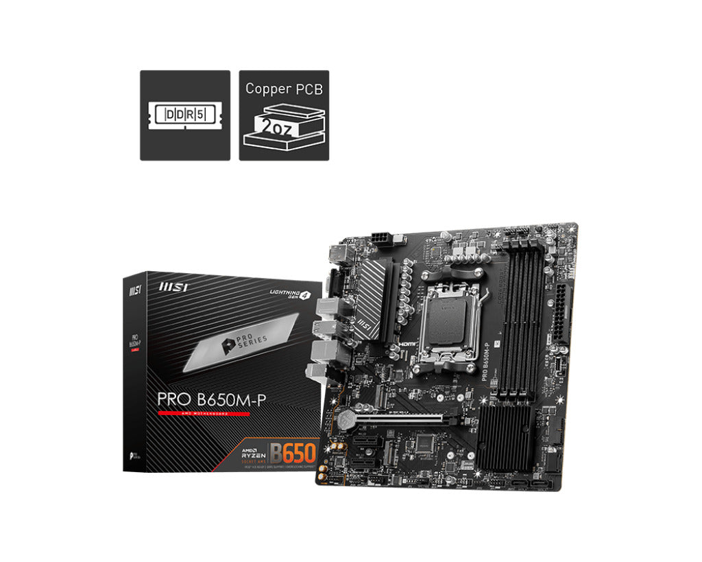 Motherboard Msi (Pro B650M-P) Socket Am5, 4*Ddr5 7200, Hdmi, Dp, Vga, 2*M.2, Micro Atx