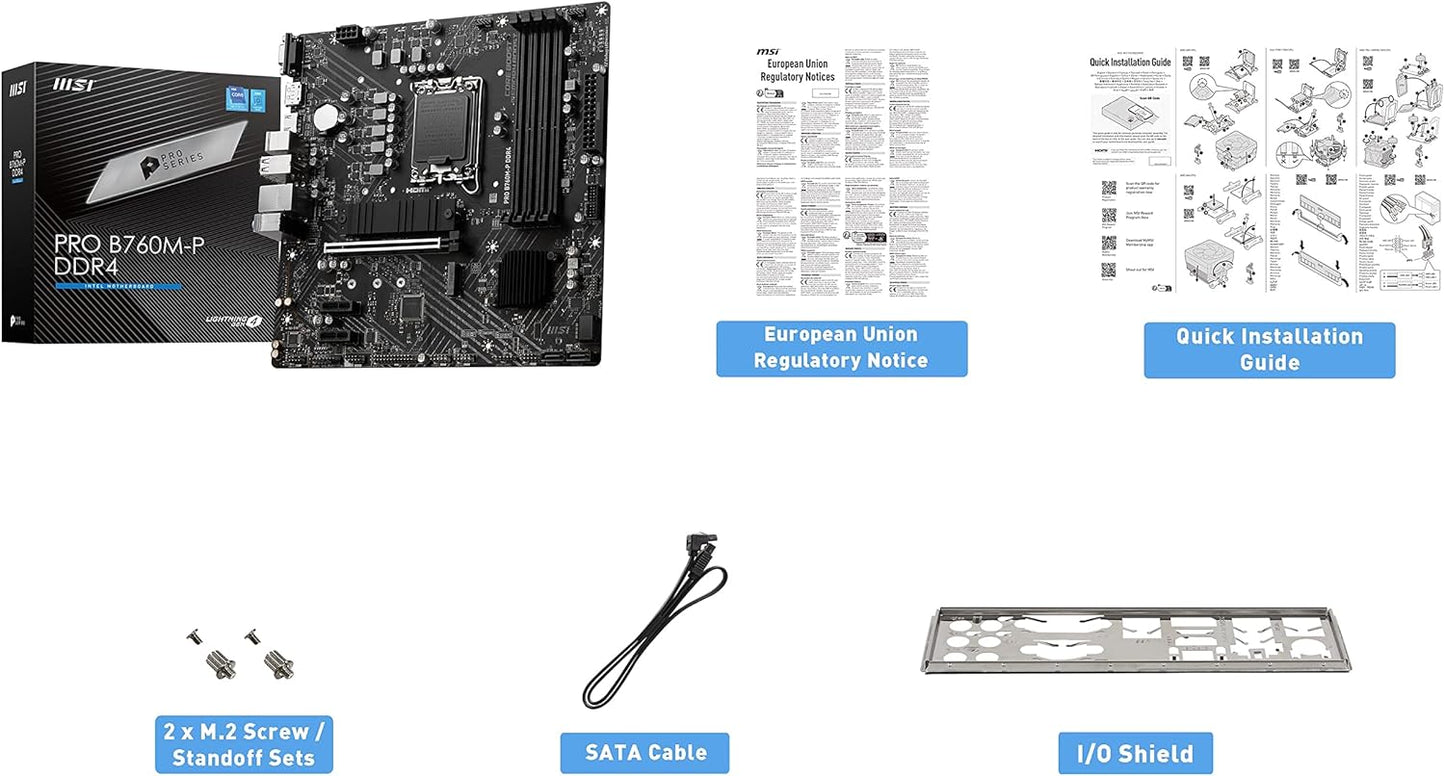 Motherboard Msi (Pro B760-P Ddr4 Ii) Socket 1700 4*Ddr4 5333 1*Hdmi 1*Dp 2*M.2 Atx
