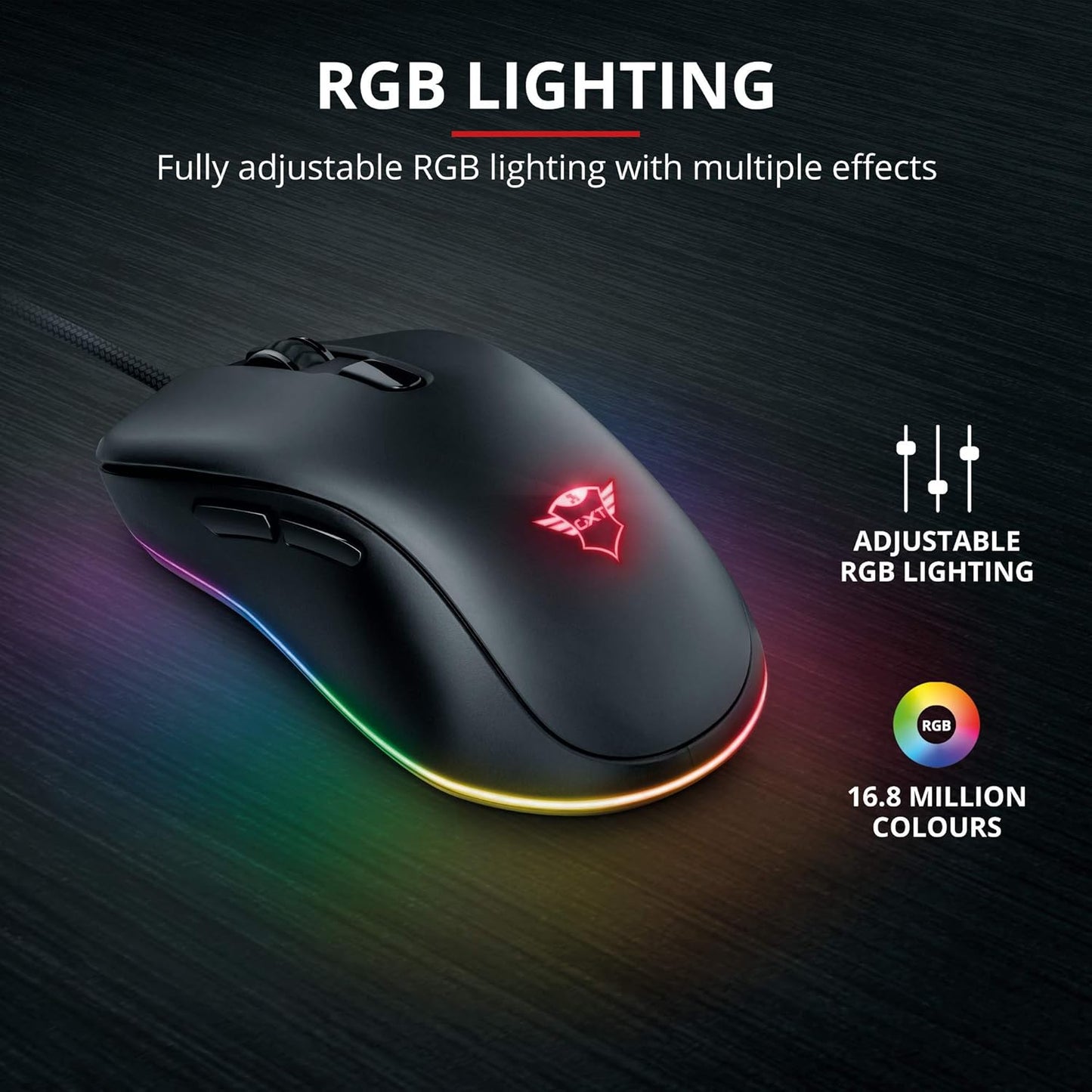 Mouse Trust Gxt (23575) 930 Jacx Rgb Gaming Mouse, 6400Dpi