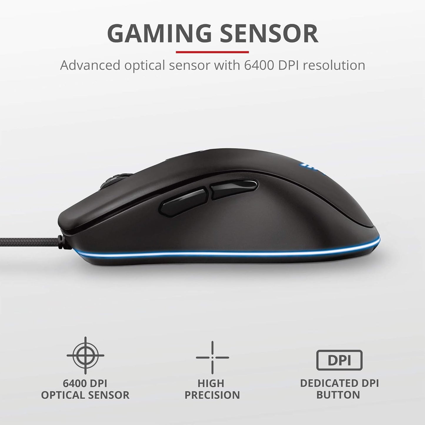 Mouse Trust Gxt (23575) 930 Jacx Rgb Gaming Mouse, 6400Dpi