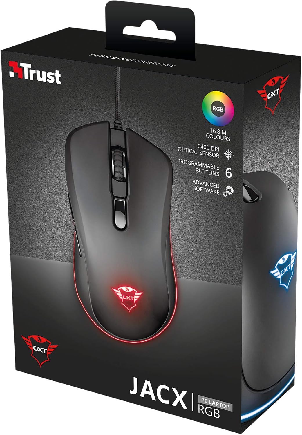 Mouse Trust Gxt (23575) 930 Jacx Rgb Gaming Mouse, 6400Dpi