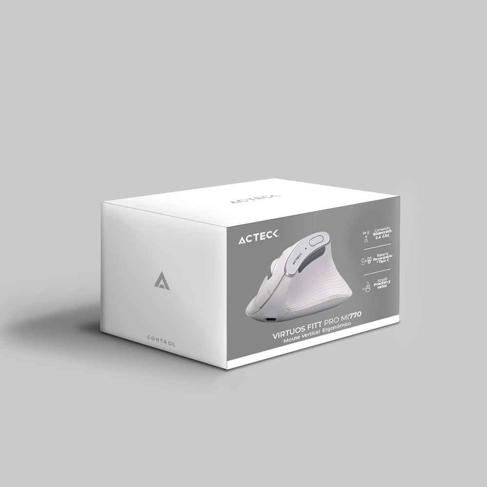 Mouse Inalambrico Acteck (Ac-936217) Virtuos Fitt Pro Mi770,Rf Usb,Bt,Optico,2400 Dpi,Recargable,Bl