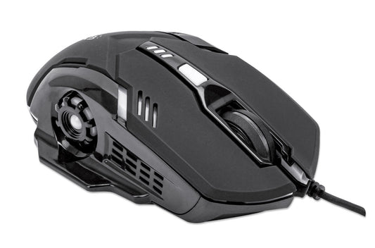 Mouse Gamer Ergonómico Manhattan Óptico, Alámbrico, Usb, 3200Dpi, Negro