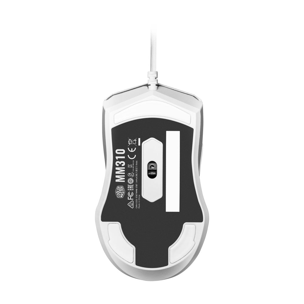 Mouse Optico Cooler Master (Mm-310-Wwol1) Mm310 Blanco, Ligero Ambidiestro,Rgb,400-12000Dpi
