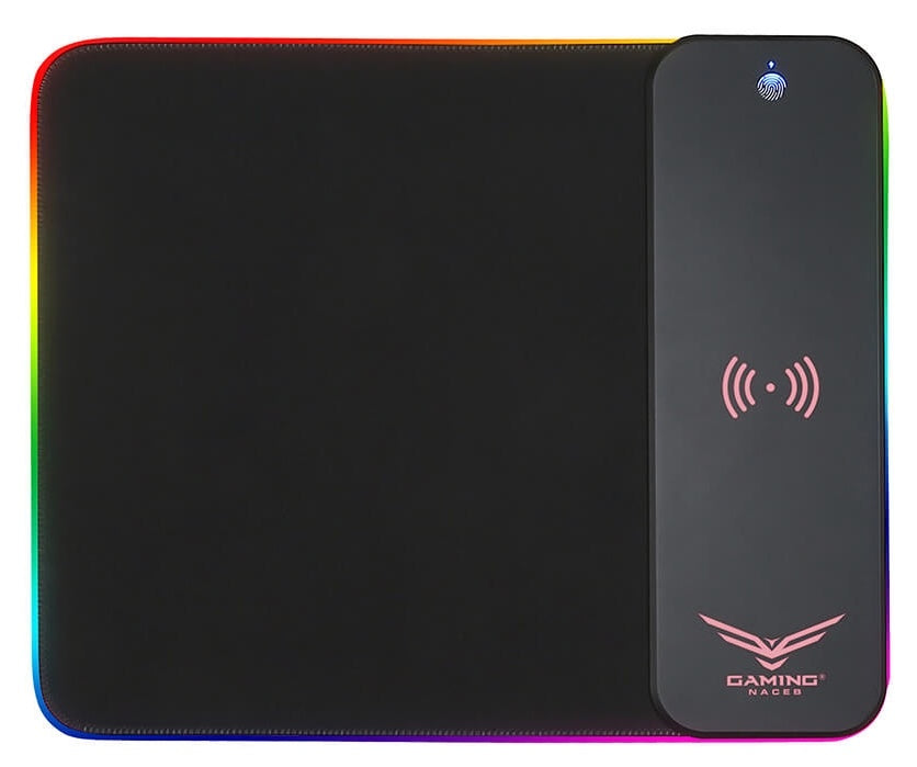 Mouse Pad Naceb (Na-0926) Rgb, Carga Inalambrica,31X40, Tela Color Negro.