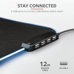 Mouse Pad Trust Gxt (23646) 765 Glide Flex Rgb, Bordes Con Iluminacion Rgb, 4 Usb+D66