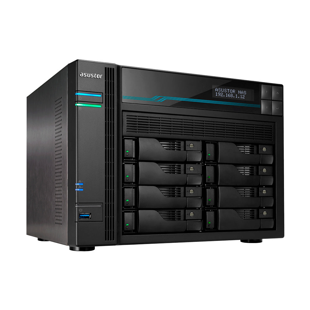 Nas Asustor Lockestor 8 (As6508T) Cpu Atom C3538 8Gb 2 Ranuras M.2 8 Bahias 3.5/2.5 Hdd/Ssd