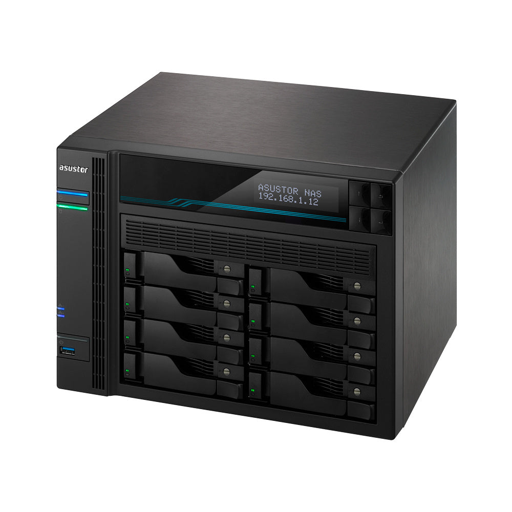 Nas Asustor Lockestor 8 (As6508T) Cpu Atom C3538 8Gb 2 Ranuras M.2 8 Bahias 3.5/2.5 Hdd/Ssd