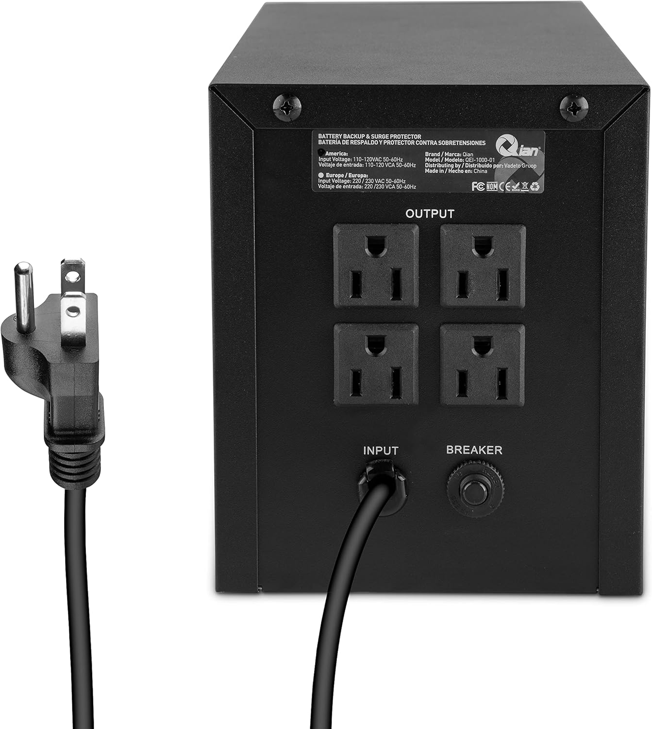 No-Break Qian (Qei-1000-01) 1000Va, 600W, Ups, 4 Conectores
