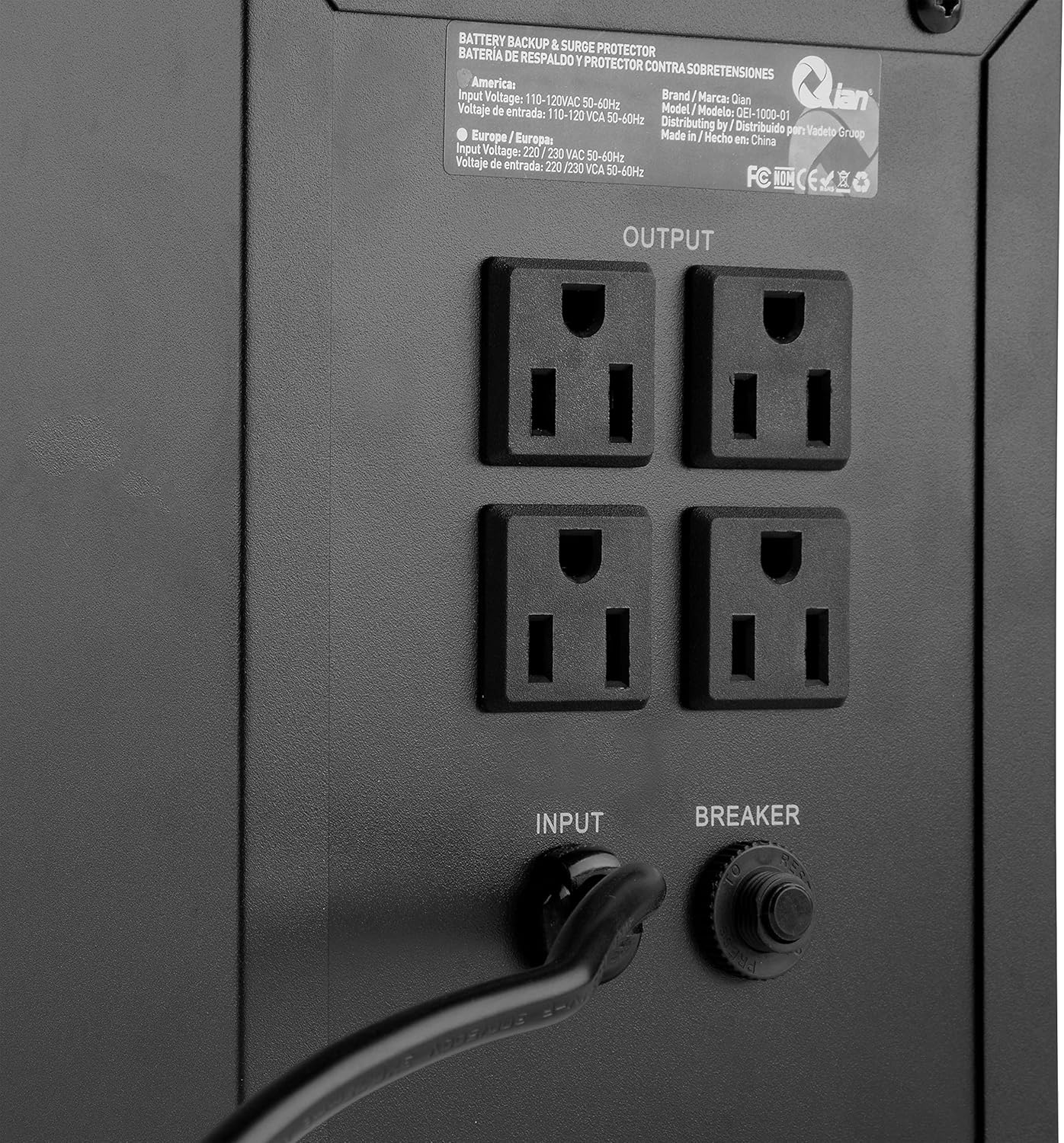 No-Break Qian (Qei-1000-01) 1000Va, 600W, Ups, 4 Conectores