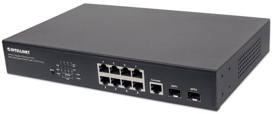 Switch Intellinet Gigabit Ethernet 561167, 8 Puertos Poe+ 10/100/1000Mbps + 2 Puertos Sfp, 20 Gbit/S, 8192 Entradas - Adm