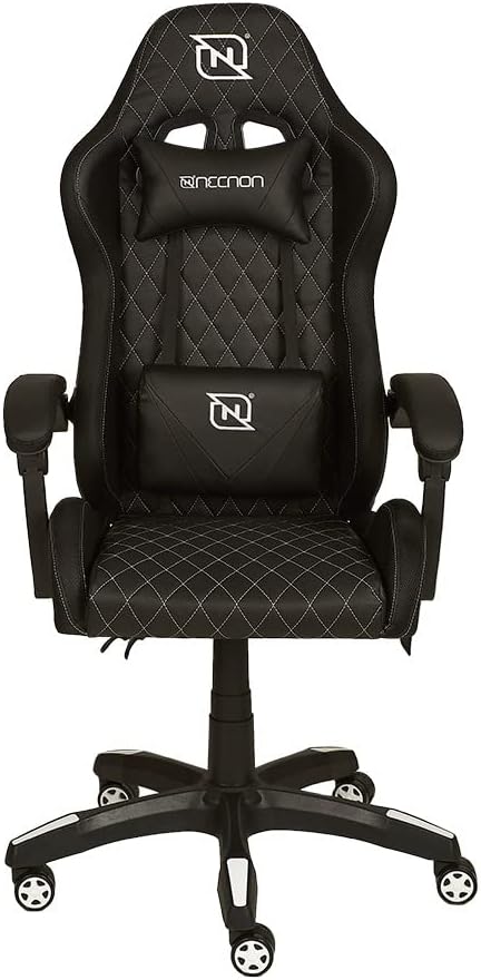 Silla Gamer Rgb Necnon (Nsg-Rgb1-Bl) Ngs-01,Pistonclase 4,Foam,Rueda 5",Cojin Lumbar Cabeza,Ngo/Bco