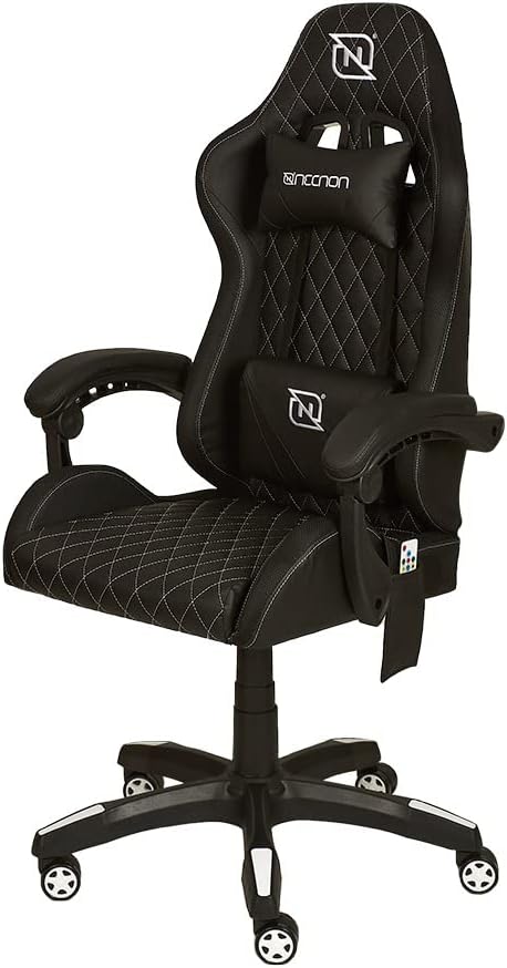 Silla Gamer Rgb Necnon (Nsg-Rgb1-Bl) Ngs-01,Pistonclase 4,Foam,Rueda 5",Cojin Lumbar Cabeza,Ngo/Bco