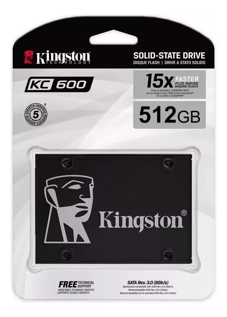 Unidad Ssd 2.5" Kingston 512G (Skc600/512G) Kc600Sata3, 7Mm, 3D Nand Tlc