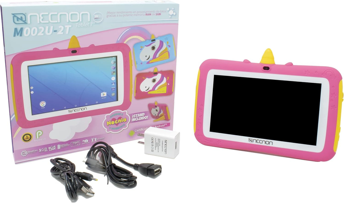 Tablet 7" Necnon (M002U-2T-Rs) Kids Android 10,Ram 2/16Gb,Cam 0.3/2Mp,Quadcore 1.8Ghz,Unicorn Rosa