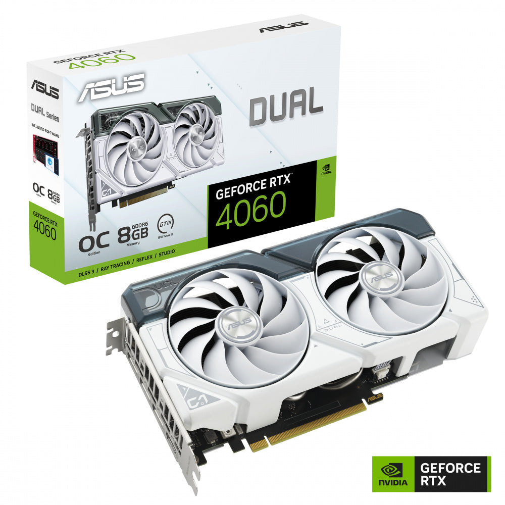 Tarjeta De Video Asus (Dual-Rtx4060-O8G-White)Ddr6,128Bit,Pci-E 4.0,Hdmi 2.1,3*Dp1.4A,Dual Fan