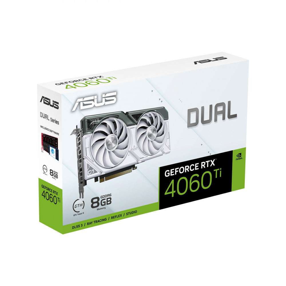 Tarjeta De Video Asus (Dual-Rtx4060Ti-8G-White) Ddr6, 128Bit,Pci-E 4.0,Hdmi 2.1,3*Dp1.4A,Dual Fa