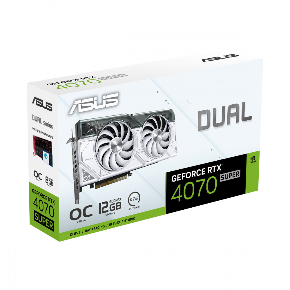 Tarjeta De Video Asus (Dual-Rtx4070S-O12G-White)Ddr6 192 Bitpci-E 4.0Hdmi3*Dpdual Fan Blanco