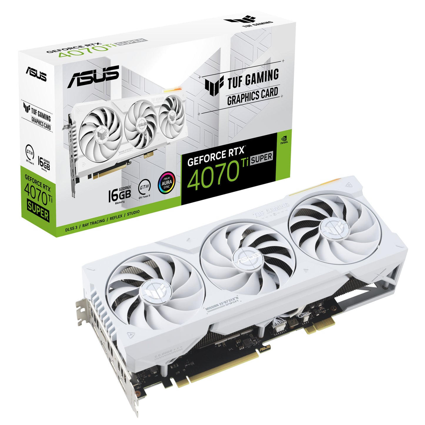 Tarjeta De Video Asus (Tuf-Rtx4070Tis-16G-Btf-White) Requiere Conector Btfpci 42*Hdmi3*Dp3*Fan