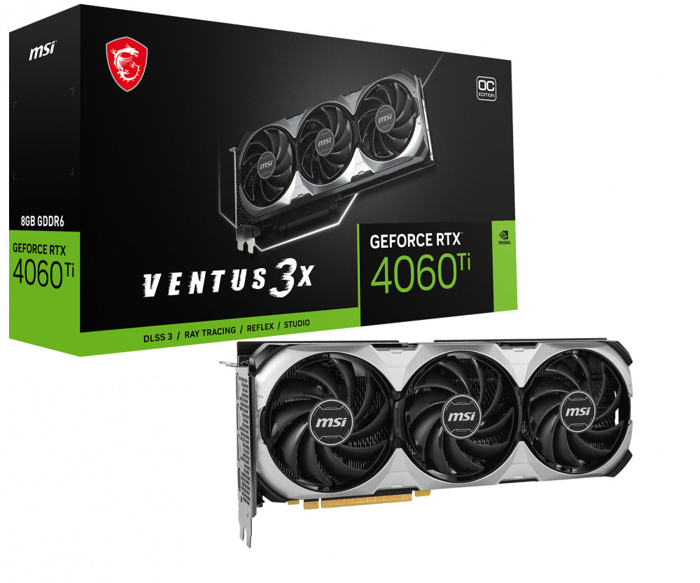 Tarjeta De Video Msi (Rtx 4060 Ti Ventus 3X 8G Oc)8Gb Gddr6, 2580 Mhz, 1*Hdmi, 3*Dp